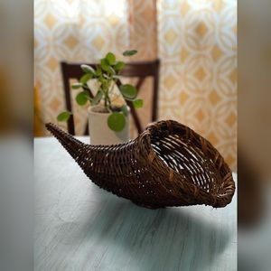 Wicker Cornucopia Boho Vintage 15” long